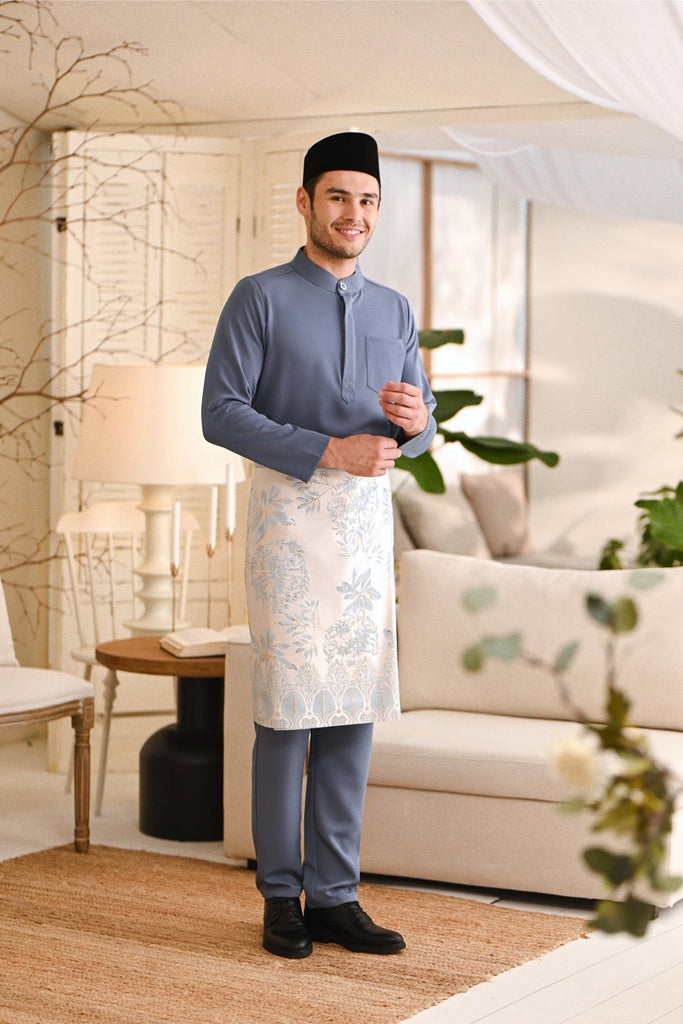 Baju Melayu Luxury Bespoke Fit - Pigeon Blue
