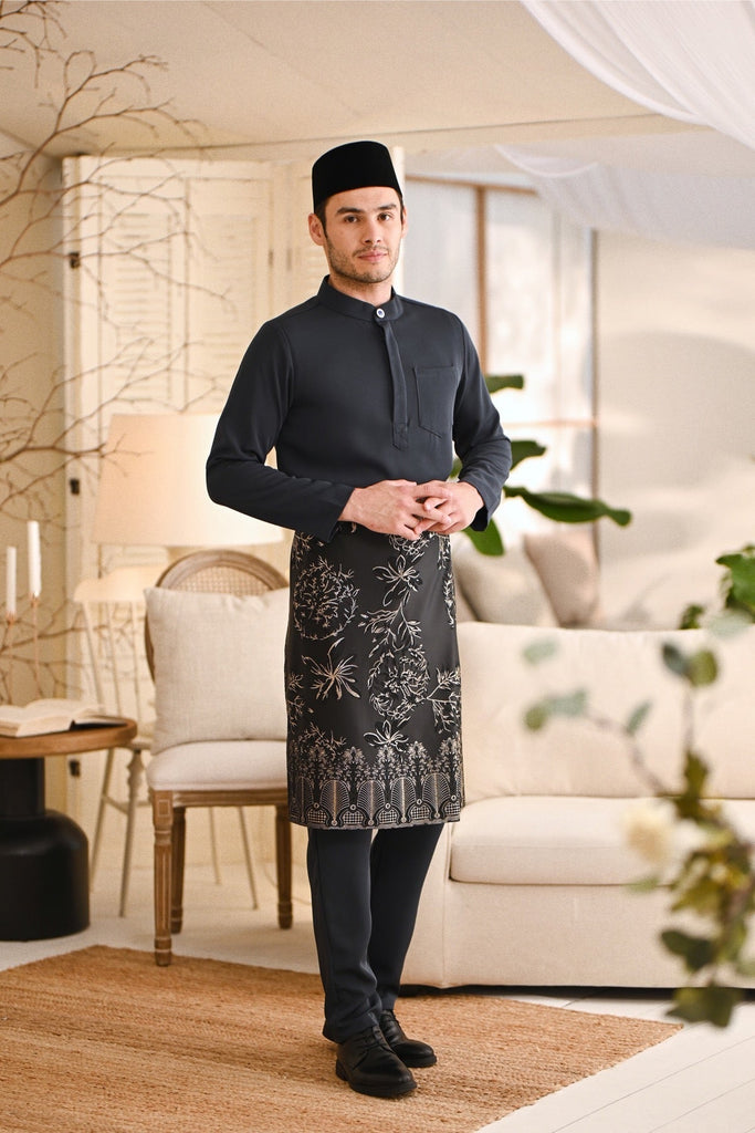 Baju Melayu Luxury Bespoke Fit - Dark Grey