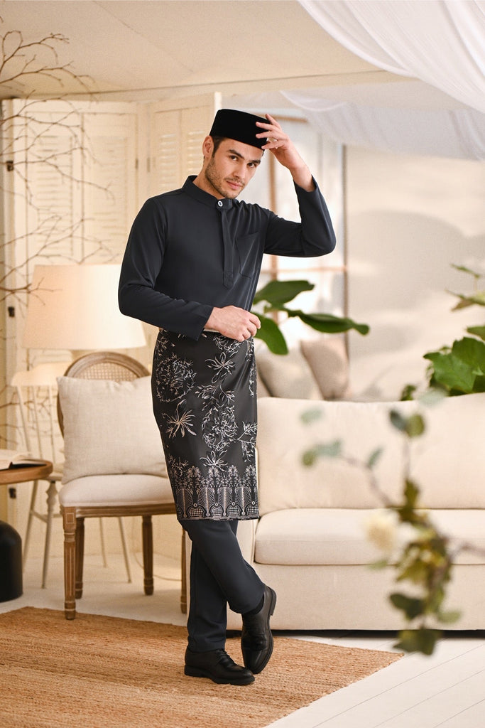 Baju Melayu Luxury Bespoke Fit - Dark Grey