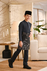 Baju Melayu Kids Luxury Bespoke Fit - Dark Grey