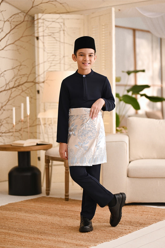 Baju Melayu Kids Luxury Bespoke Fit - Dark Navy