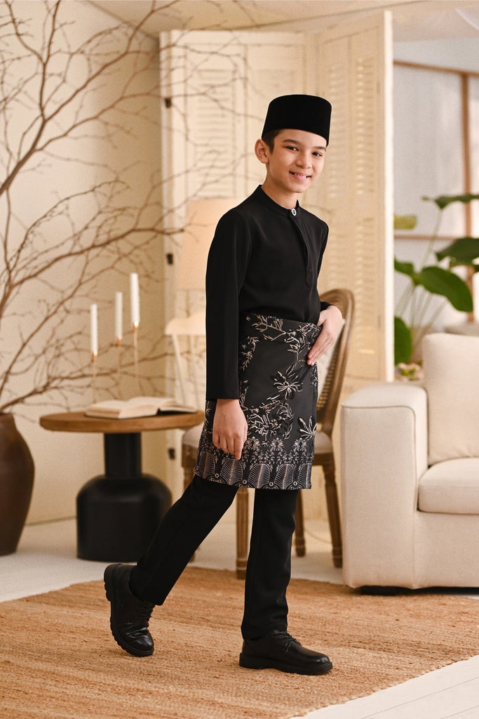 Baju Melayu Kids Luxury Bespoke Fit - Black