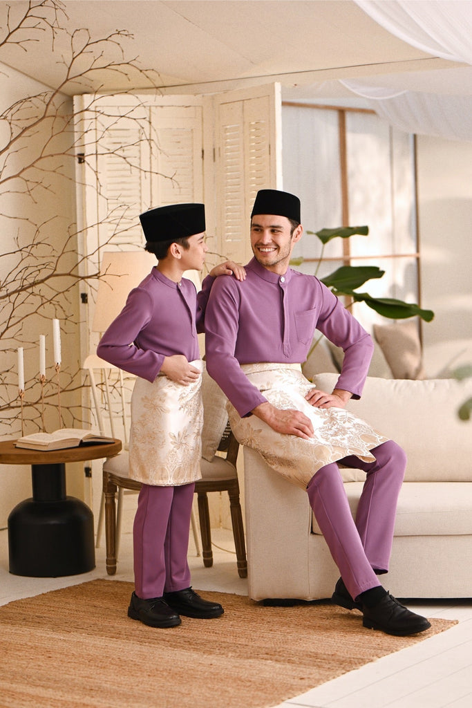 Baju Melayu Kids Luxury Bespoke Fit - Orchid Purple