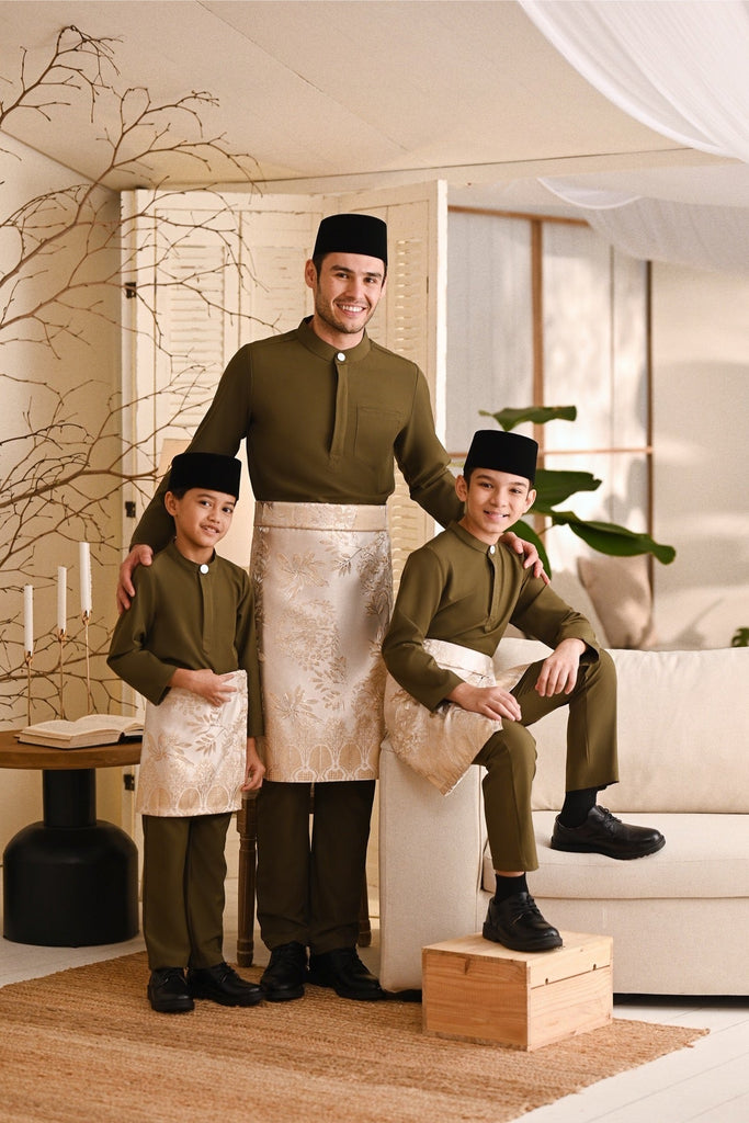 Baju Melayu Kids Light Bespoke Fit - Moss Green