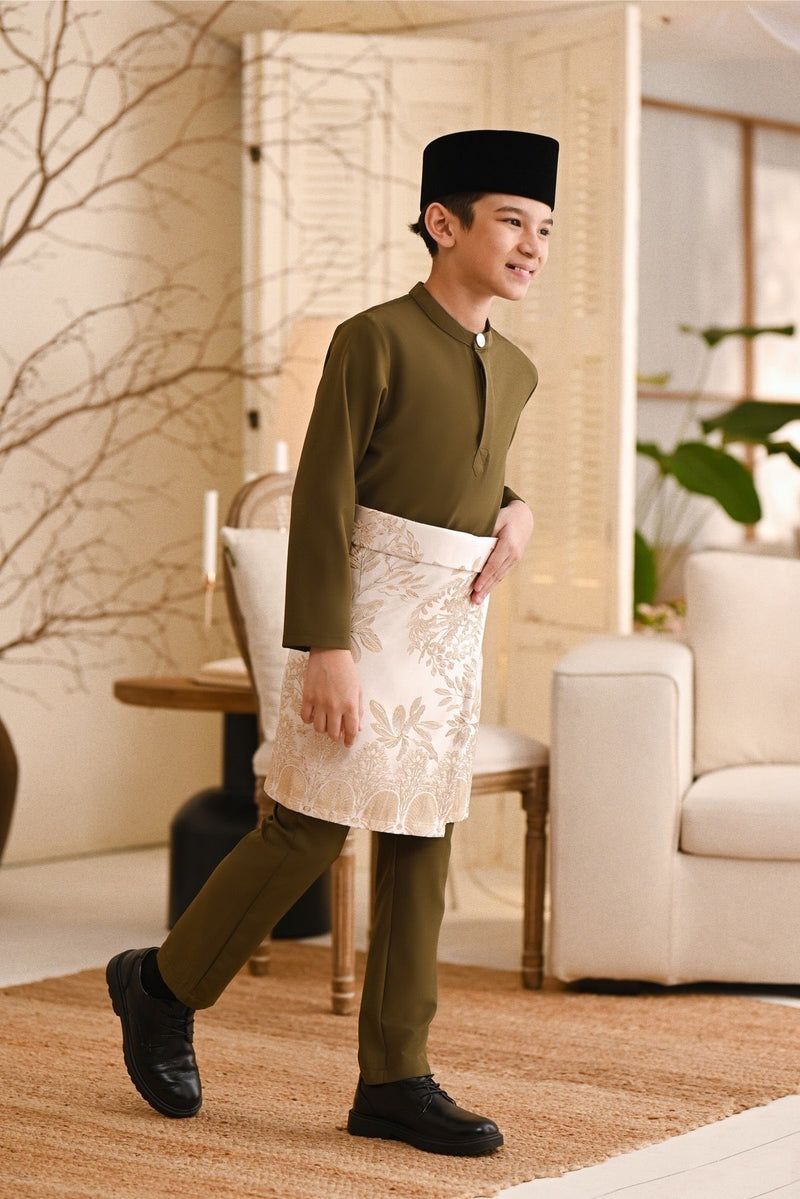 Baju Melayu Kids Light Bespoke Fit - Moss Green