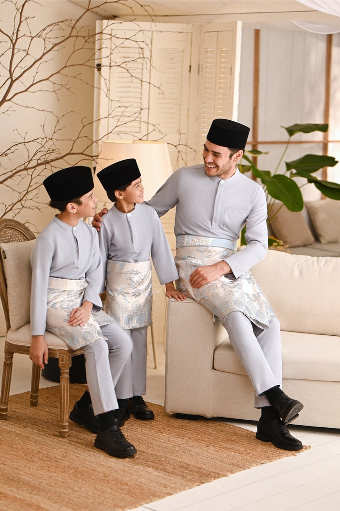 Baju Melayu Kids Light Bespoke Fit - Light Grey