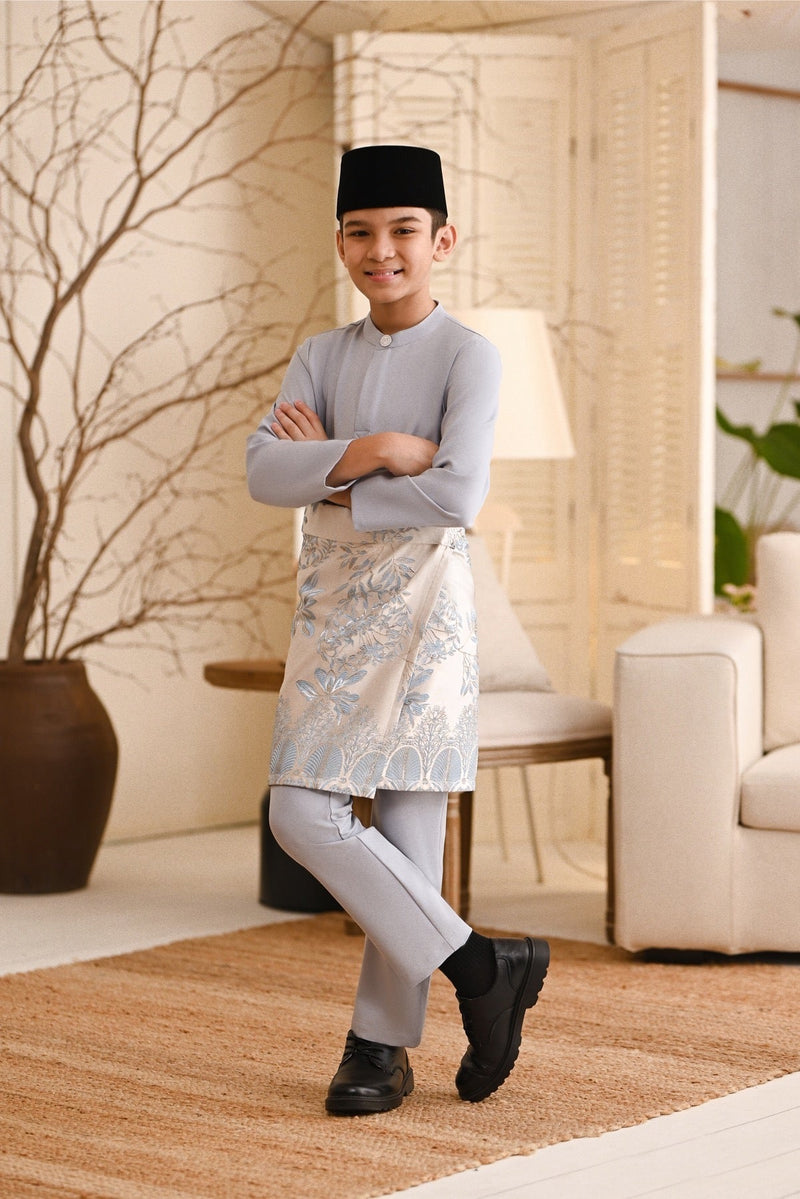 Baju Melayu Kids Light Bespoke Fit - Light Grey