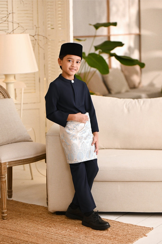Baju Melayu Kids Light Bespoke Fit - Midnight Blue