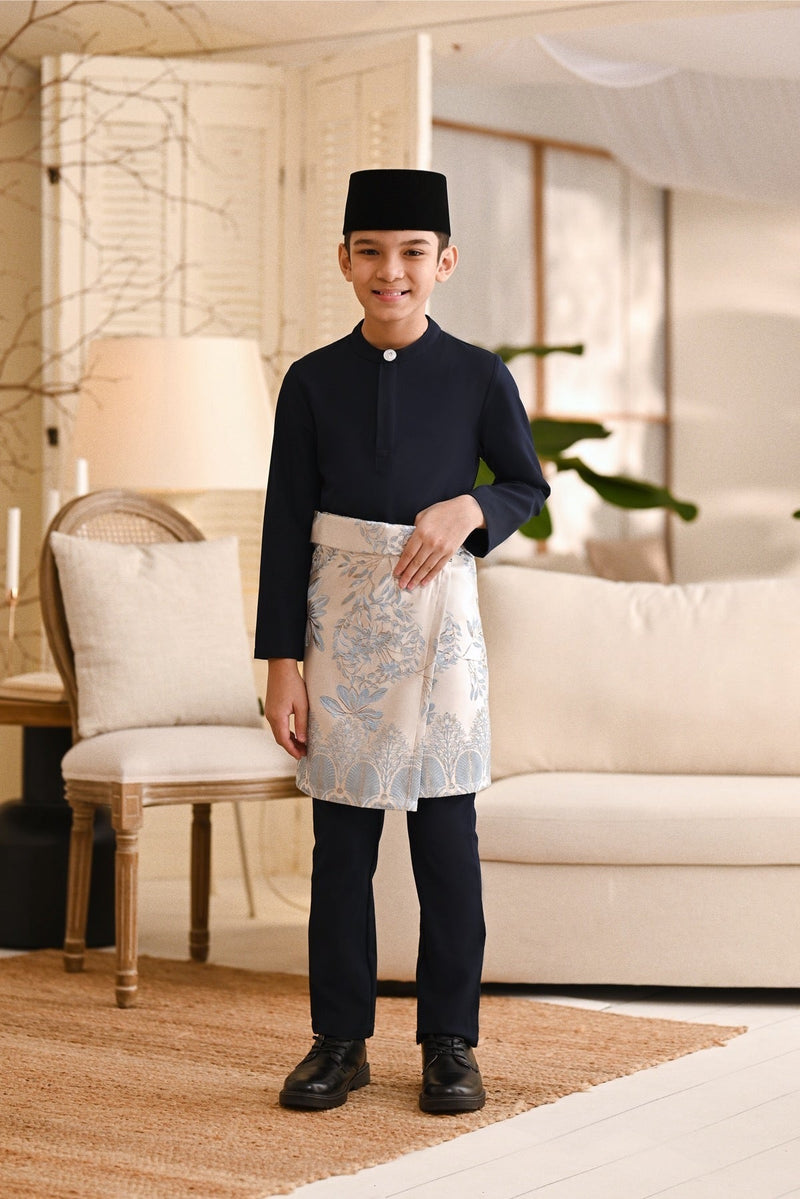 Baju Melayu Kids Light Bespoke Fit - Midnight Blue
