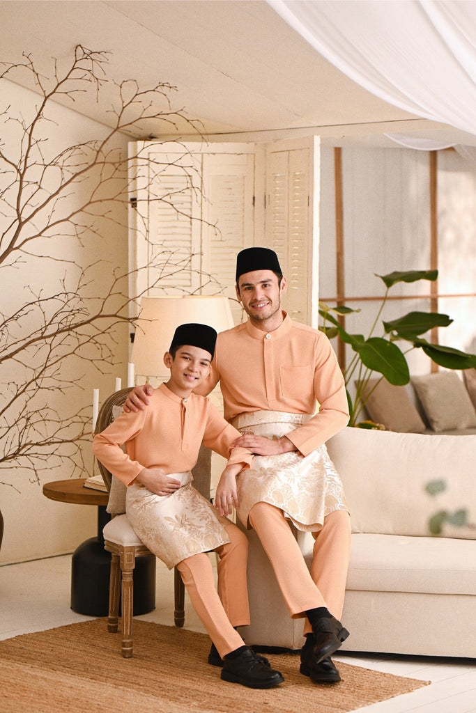 Baju Melayu Kids Luxury Bespoke Fit - Apricot