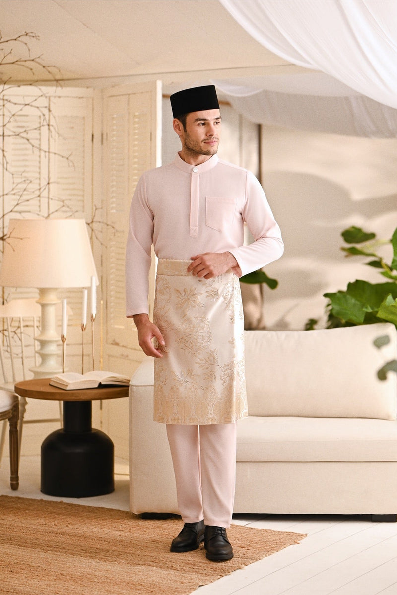 Baju Melayu Light Bespoke Fit - Baby Pink