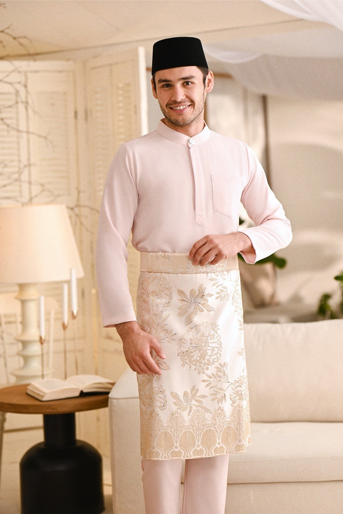 Baju Melayu Light Bespoke Fit - Baby Pink