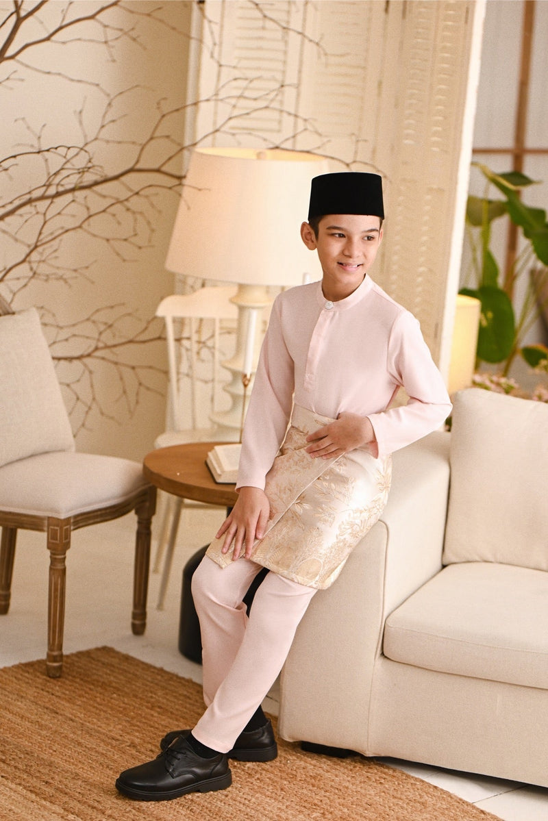 Baju Melayu Kids Light Bespoke Fit - Baby Pink