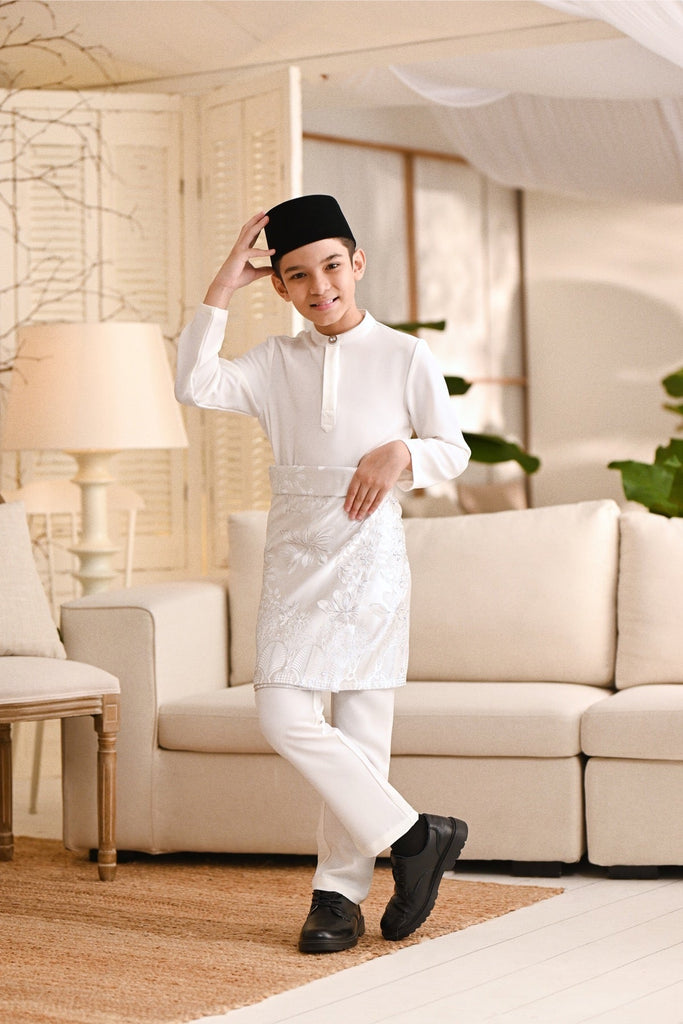 Baju Melayu Kids Luxury Bespoke Fit - Off White