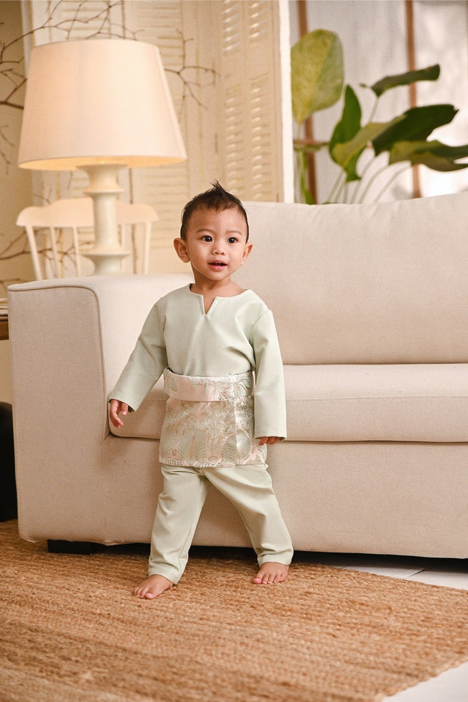 Baju Melayu Babies Teluk Belanga Smart Fit - Fog Green