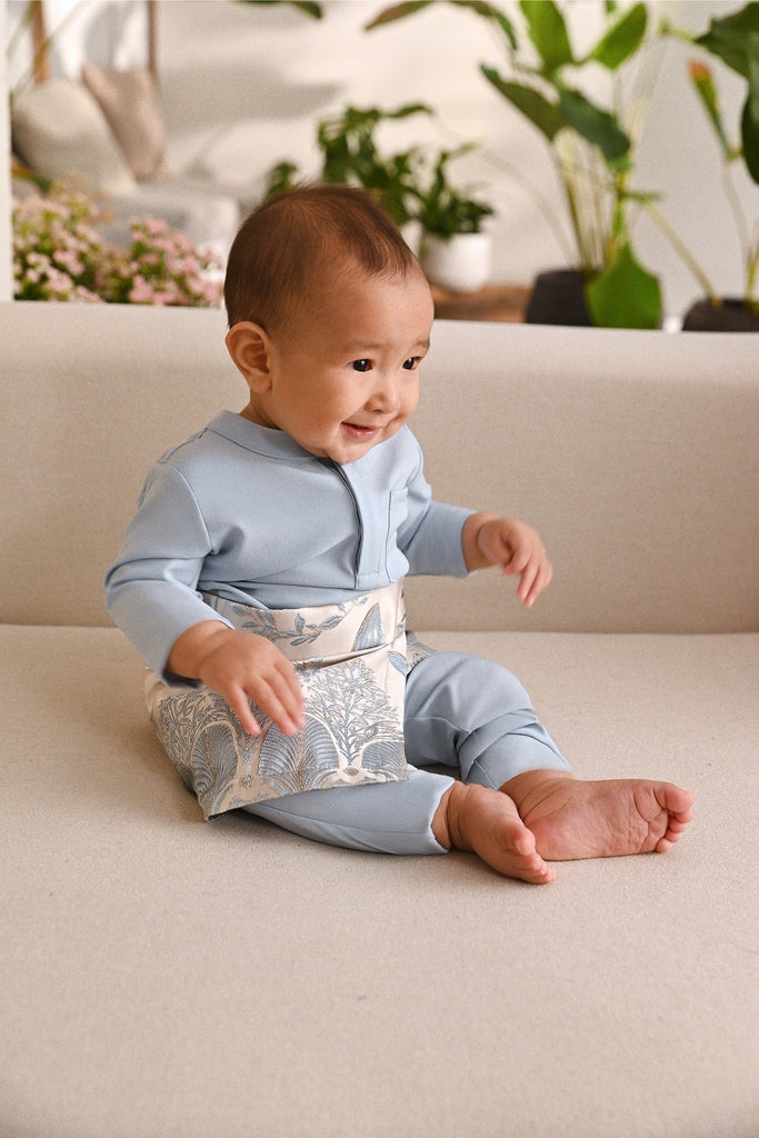 Baju Melayu Babies Natural Cotton Bespoke Fit - Baby Blue