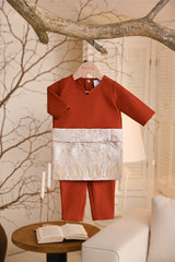 Baju Melayu Babies Teluk Belanga Smart Fit - Mandarin Red