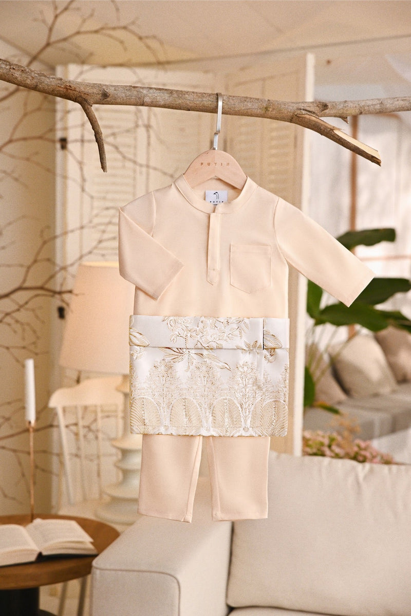 Baju Melayu Babies Natural Cotton Bespoke Fit - Butter Cream