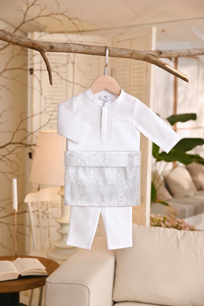 Baju Melayu Babies Natural Cotton Bespoke Fit - White