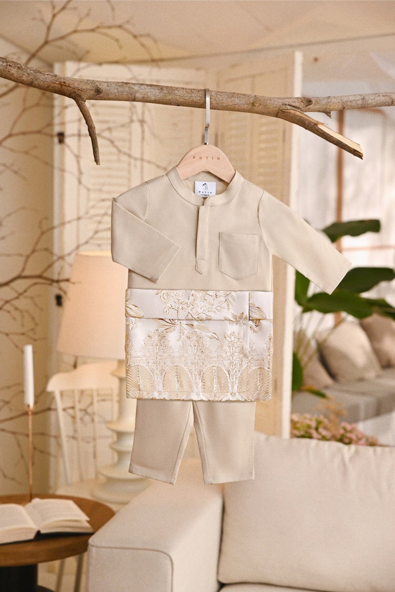 Baju Melayu Babies Natural Cotton Bespoke Fit - Beige
