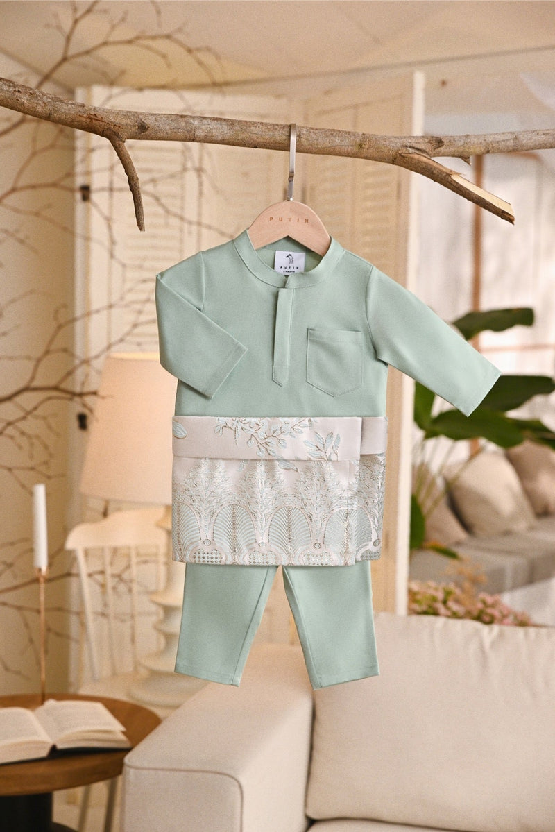 Baju Melayu Babies Natural Cotton Bespoke Fit - Light Mint