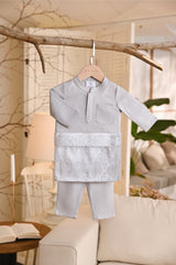 Baju Melayu Babies Natural Cotton Bespoke Fit - Light Grey