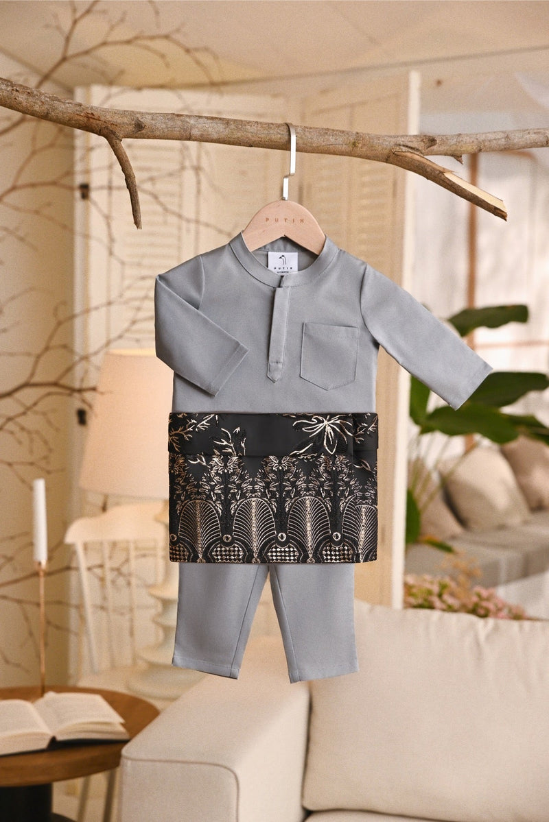 Baju Melayu Babies Natural Cotton Bespoke Fit - Smoke Grey