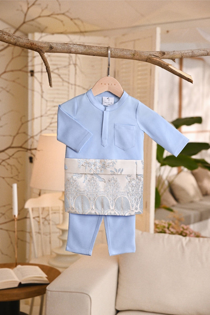 Baju Melayu Babies Natural Cotton Bespoke Fit - Ice Blue