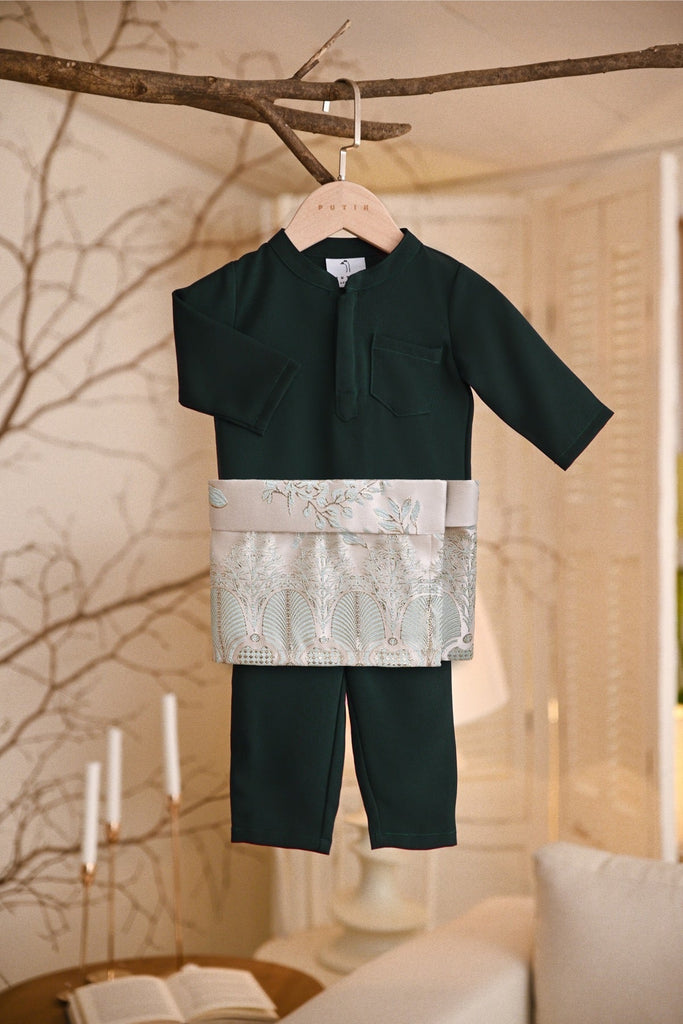 Baju Melayu Babies Luxury Bespoke Fit - Emerald Green