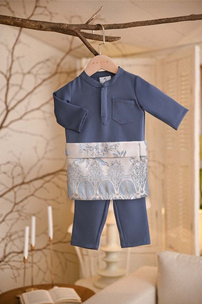 Baju Melayu Babies Luxury Bespoke Fit - Pigeon Blue