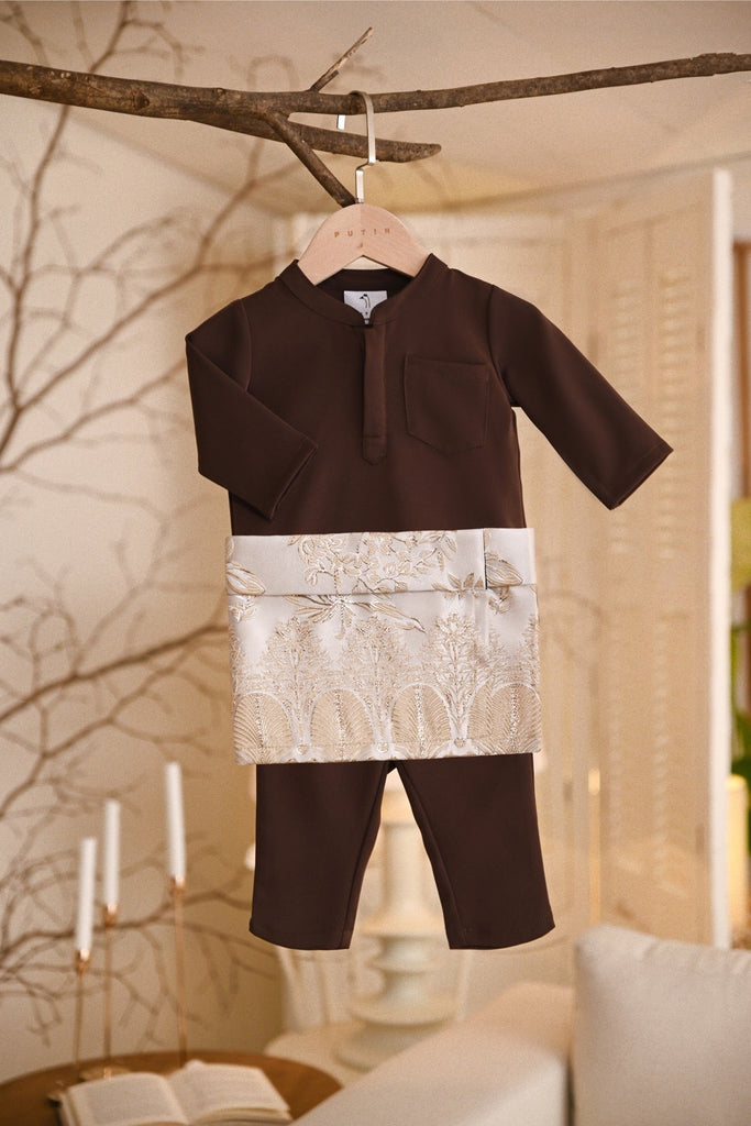 Baju Melayu Babies Luxury Bespoke Fit - Dark Brown
