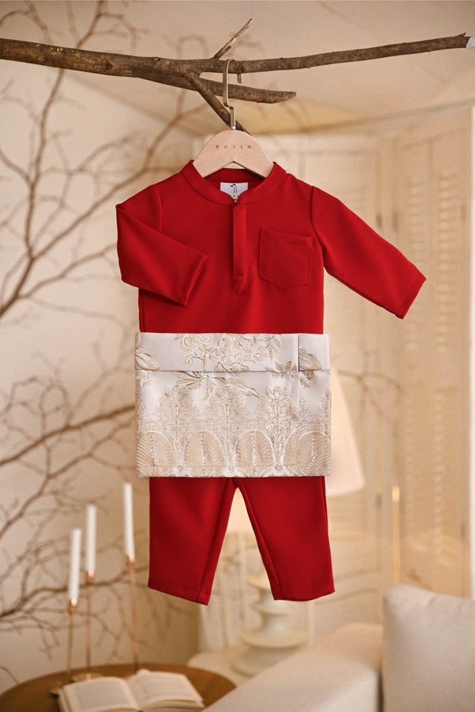 Baju Melayu Babies Luxury Bespoke Fit - Crimson Red