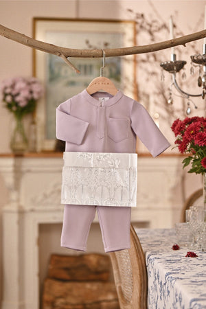 Baju Melayu Babies Luxury Bespoke Fit - Lavender Frost