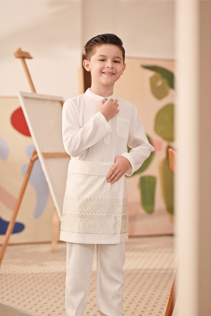 Baju Melayu Kids Couture Bespoke Fit - Off White