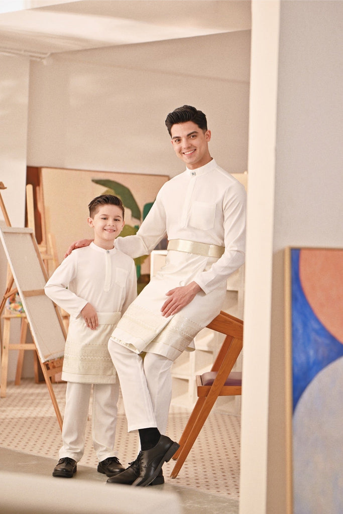Baju Melayu Kids Couture Bespoke Fit - Off White
