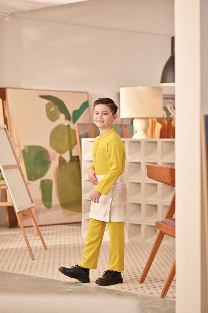 Baju Melayu Kids Couture Bespoke Fit - Maize Yellow