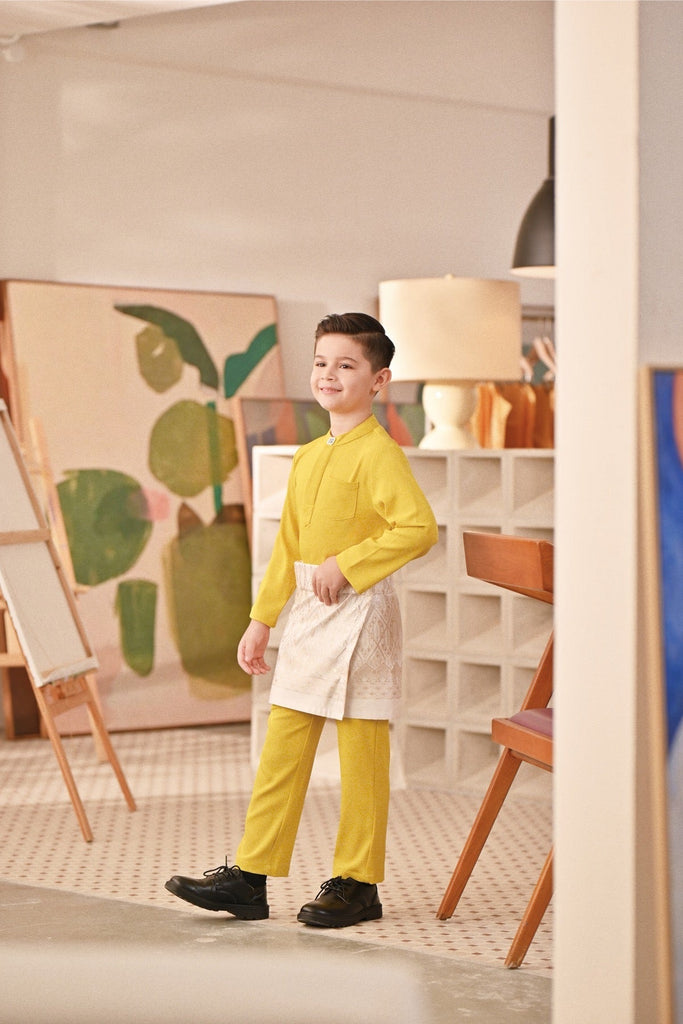 Baju Melayu Kids Couture Bespoke Fit - Maize Yellow