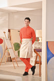 Baju Melayu Couture Slim Fit - Orange Red