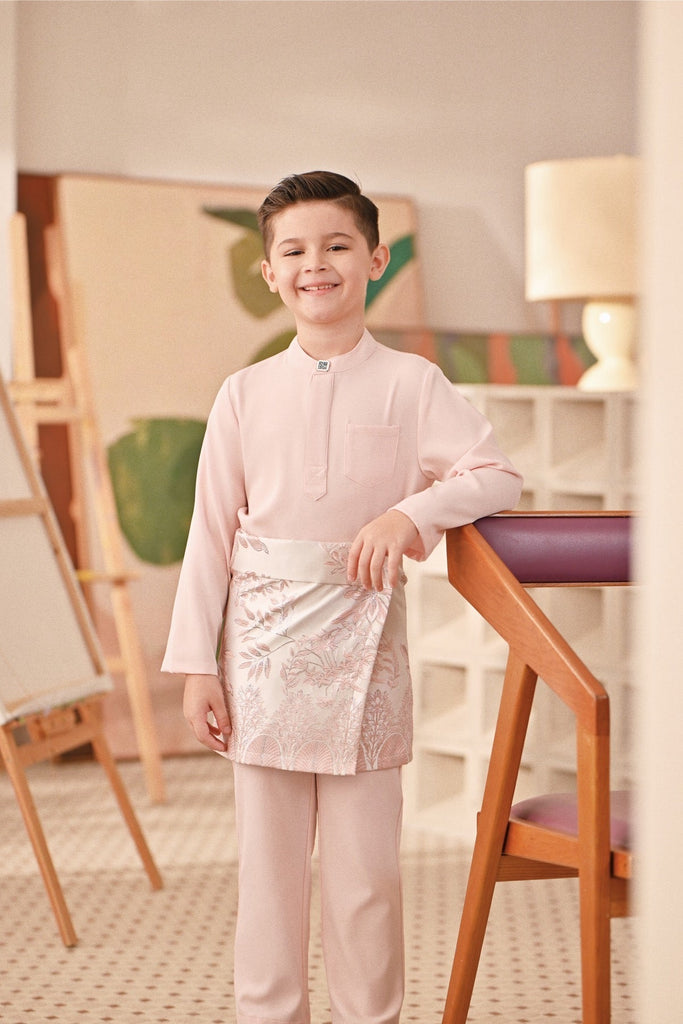 Baju Melayu Kids Couture Bespoke Fit - Baby Pink