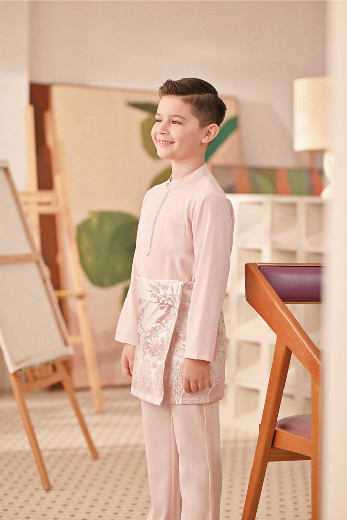 Baju Melayu Kids Couture Bespoke Fit - Baby Pink