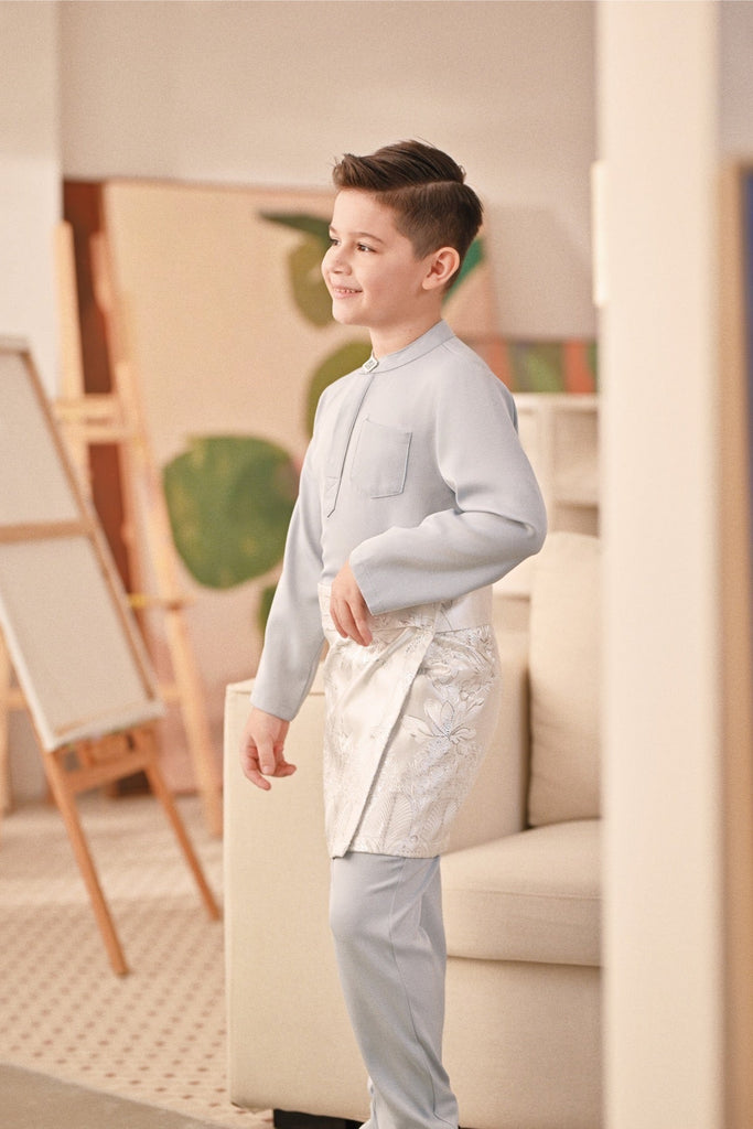 Baju Melayu Kids Couture Bespoke Fit - Pearl Blue