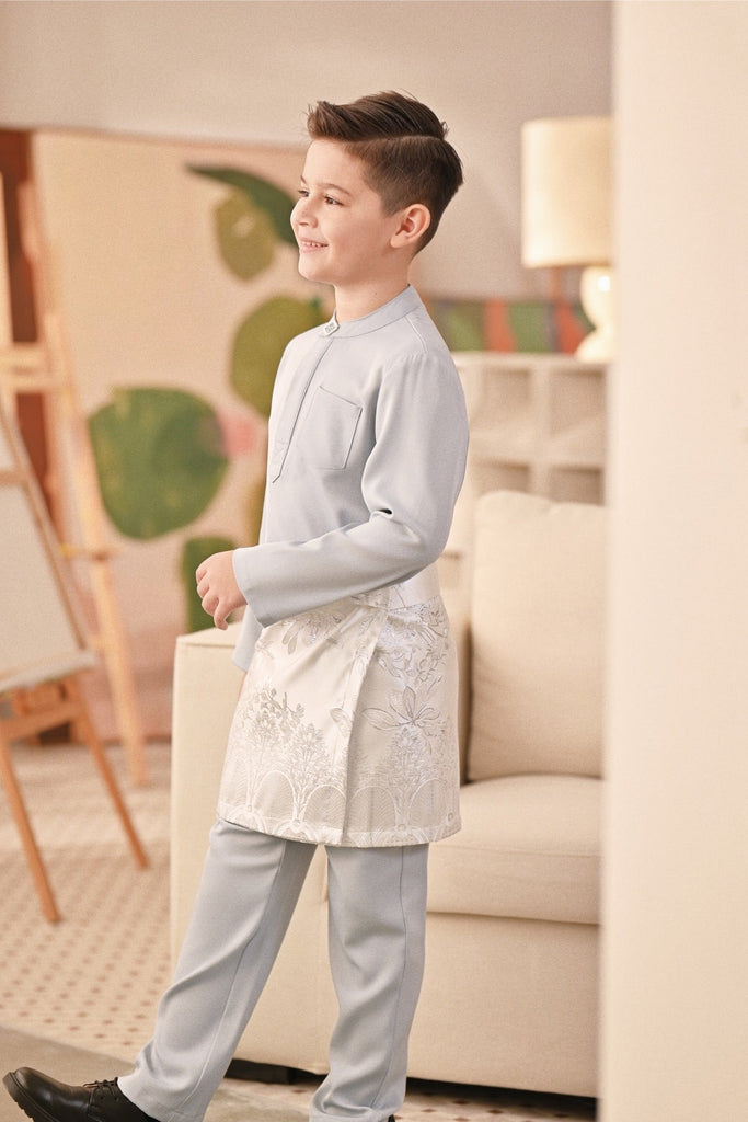 Baju Melayu Kids Couture Bespoke Fit - Pearl Blue