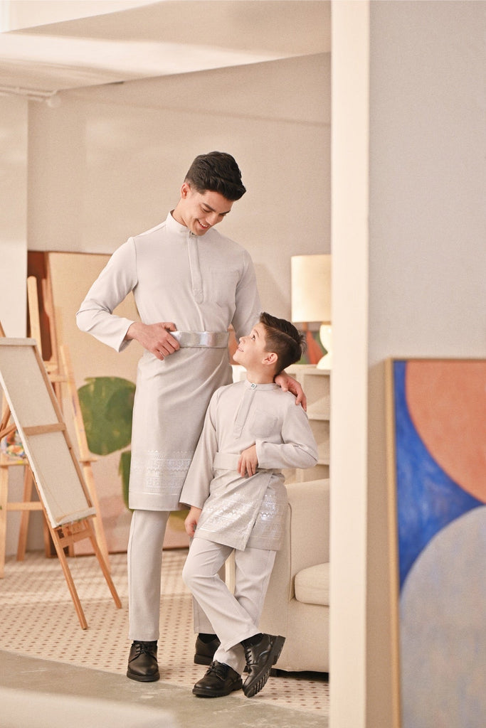 Baju Melayu Kids Couture Bespoke Fit - Light Grey