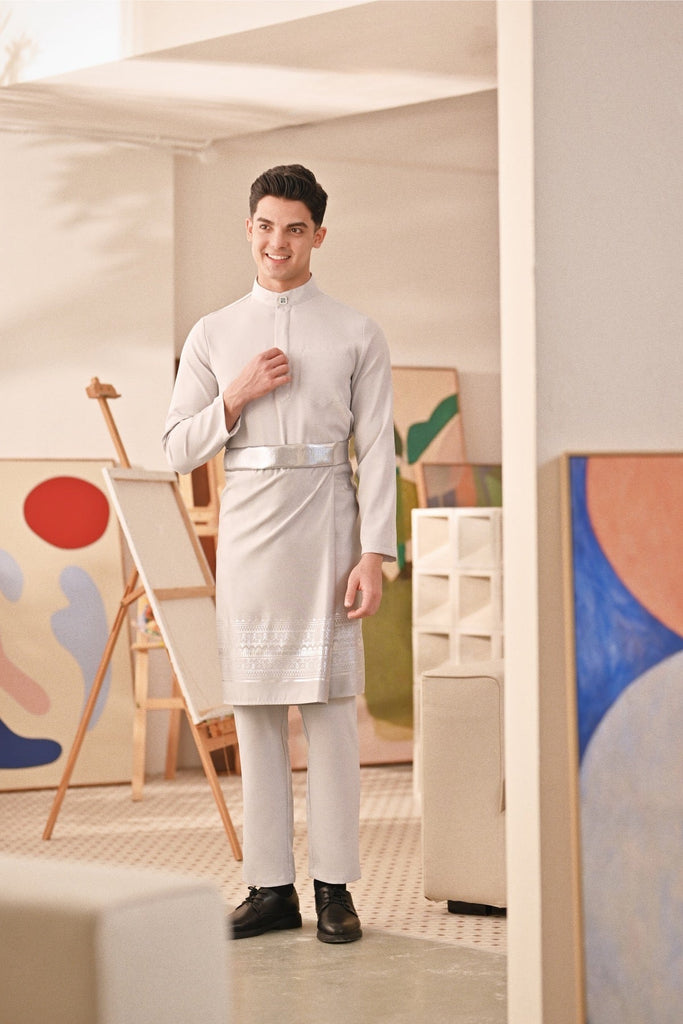 Baju Melayu Couture Slim Fit - Light Grey