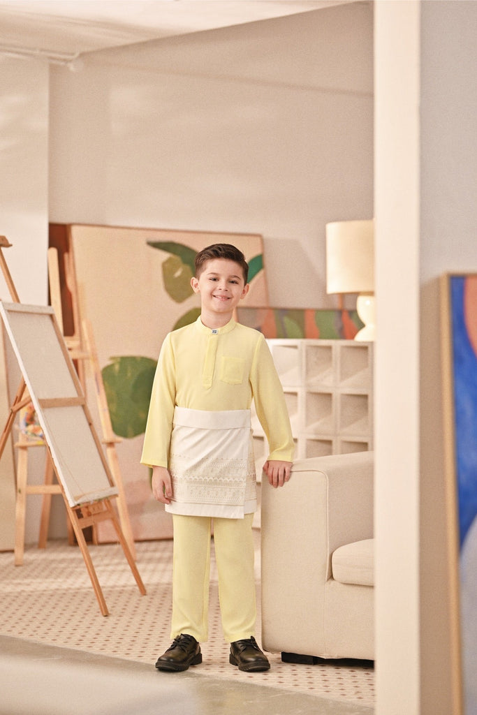 Baju Melayu Kids Couture Bespoke Fit - Tender Yellow