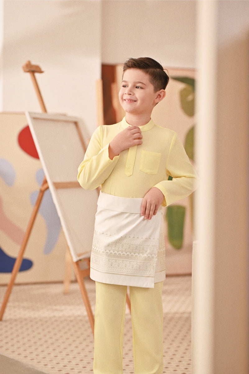 Baju Melayu Kids Couture Bespoke Fit - Tender Yellow