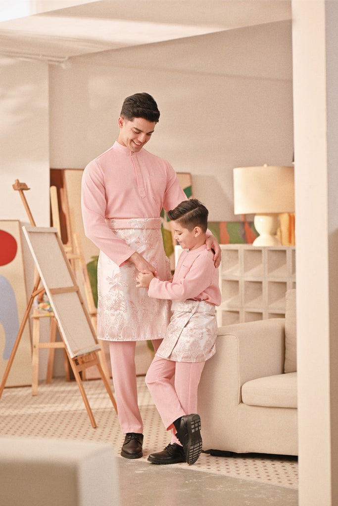 Baju Melayu Couture Slim Fit - Powder Pink