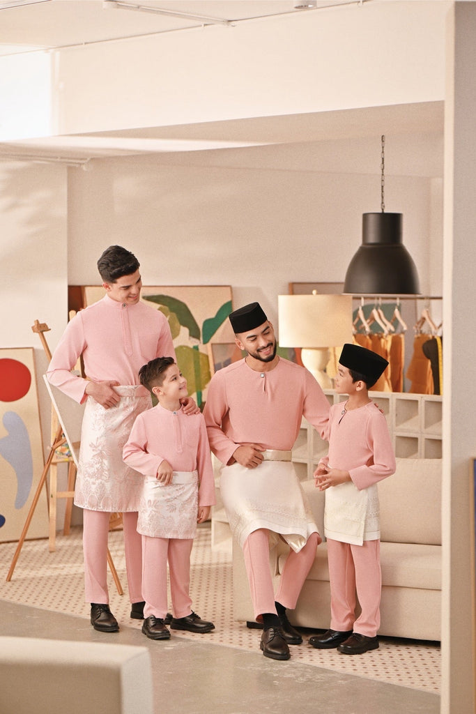 Baju Melayu Kids Teluk Belanga Deluxe Smart Fit - Blush Pink