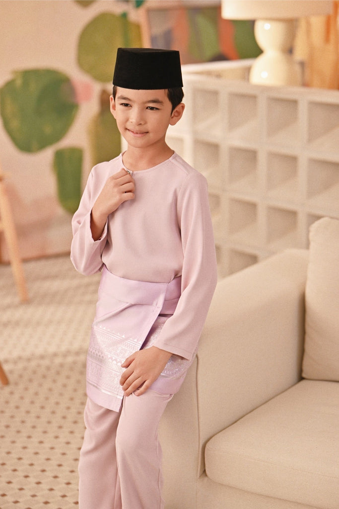 Baju Melayu Kids Teluk Belanga Deluxe Smart Fit - Pale Lilac