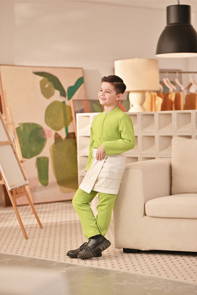 Baju Melayu Kids Couture Bespoke Fit - Green Apple